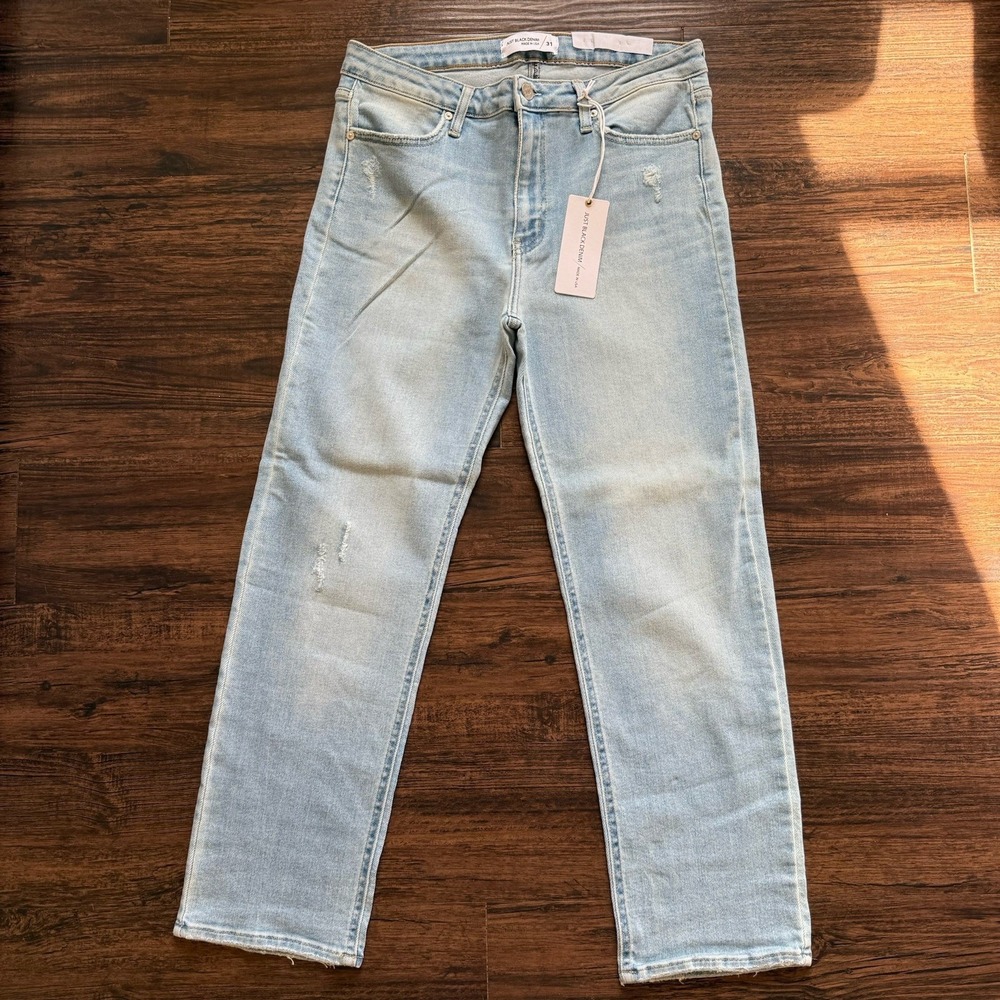 NWT Just Black Denim High Rise Straight Leg Jeans Size 31 Light Wash Made in USA